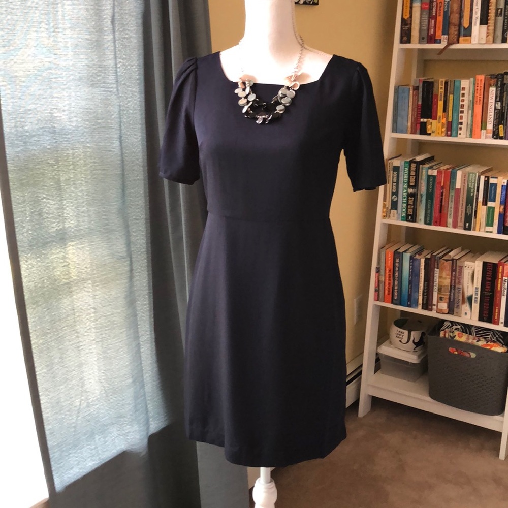 Ann Taylor Factory Navy Crepe Dress Size 2P